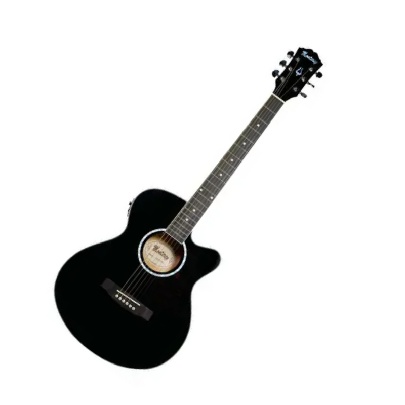 Monterey MEA-17BK Acoustic Guitar Black w/ Pickup & Cutaway