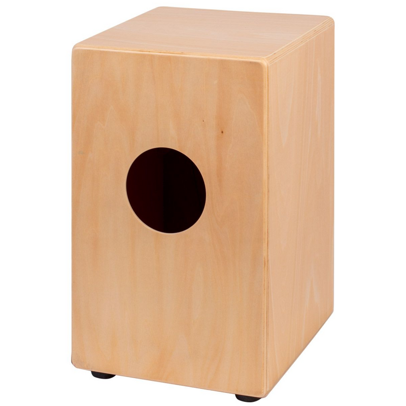 Mano Percussion Wooden Cajon in Natural and Striped Ebony Veneer Front