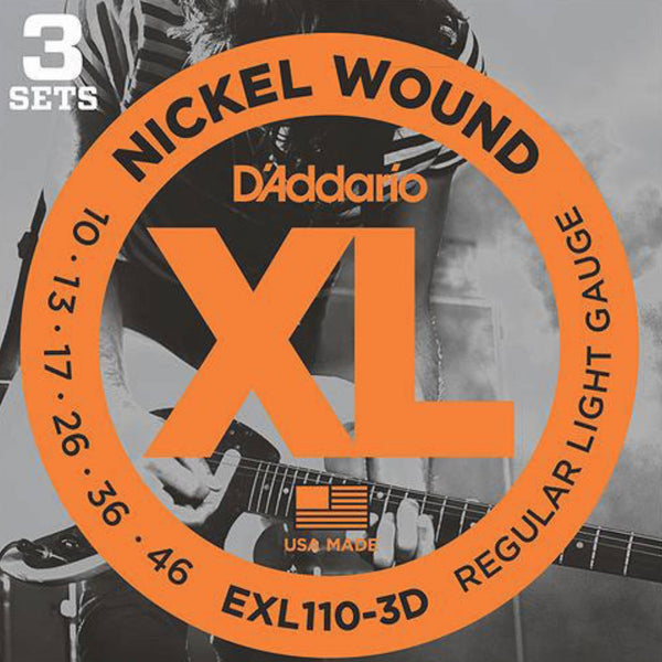 D'Addario EXL110 10-46 Electric Guitar Strings Light 3 Pack