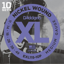 D'Addario EXL115 11-49 Medium Electric Guitar Strings 10 Pack