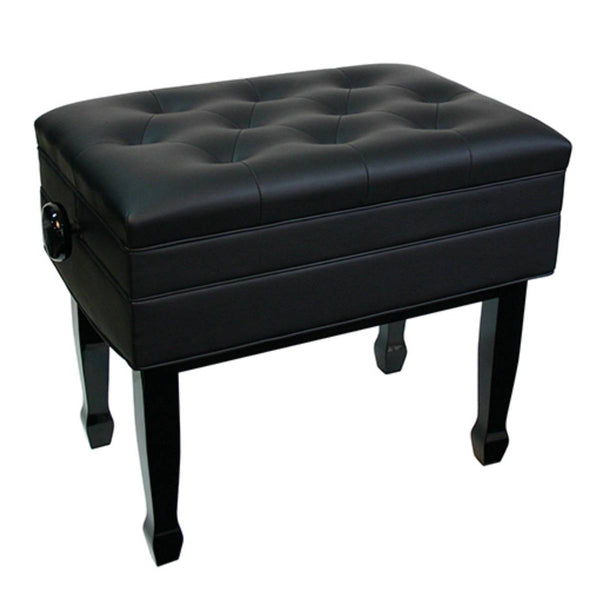 Deluxe Adjustable Piano Bench w/Compartment - Black