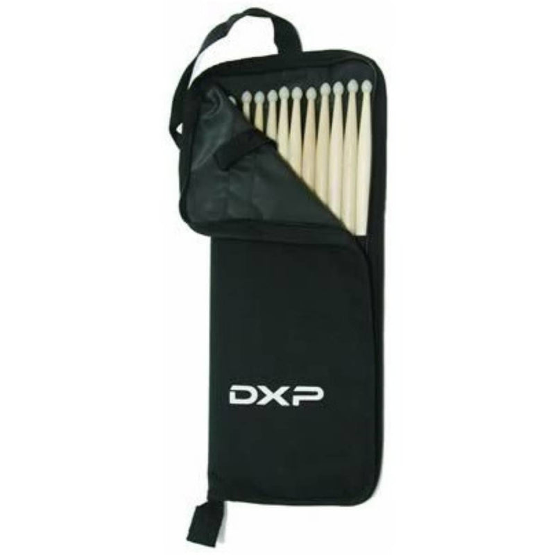 DXP Drum Sticks 5 Pairs Of 5AN Nylon Tip Sticks In A Black Nylon Bag