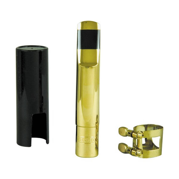 Bari Gold Baritone Saxophone Mouthpiece with Cap and Ligature .120 Facing, BAR-BGBS120,