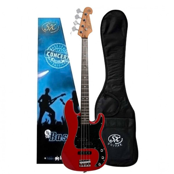 SX 3/4 Size Bass Guitar with Bag in Fiesta Red!