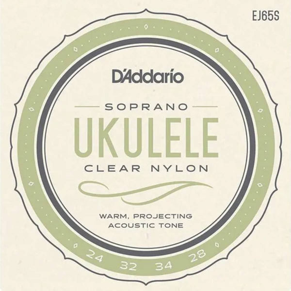 D'Addario EJ65S Pro-Arte Custom Extruded Clear Nylon Ukulele Strings - (Soprano)