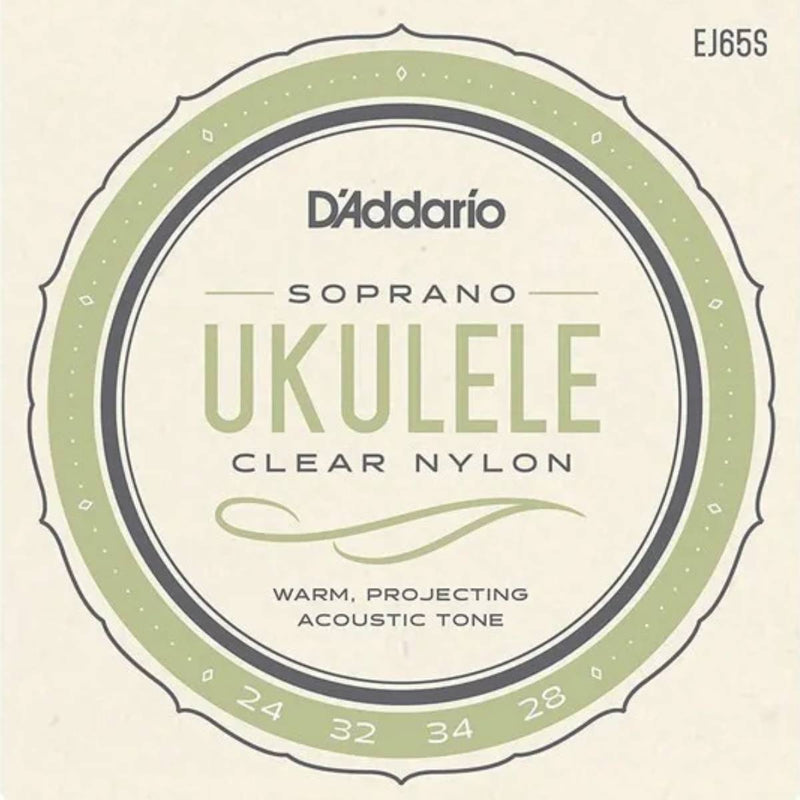 D'Addario EJ65S Pro-Arte Custom Extruded Clear Nylon Ukulele Strings - (Soprano)