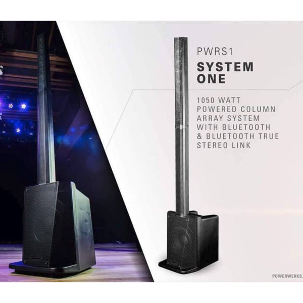 Powerwerks PWRS1 1050 Watt Powered Column Array System w/ Bluetooth & True Stereo Link