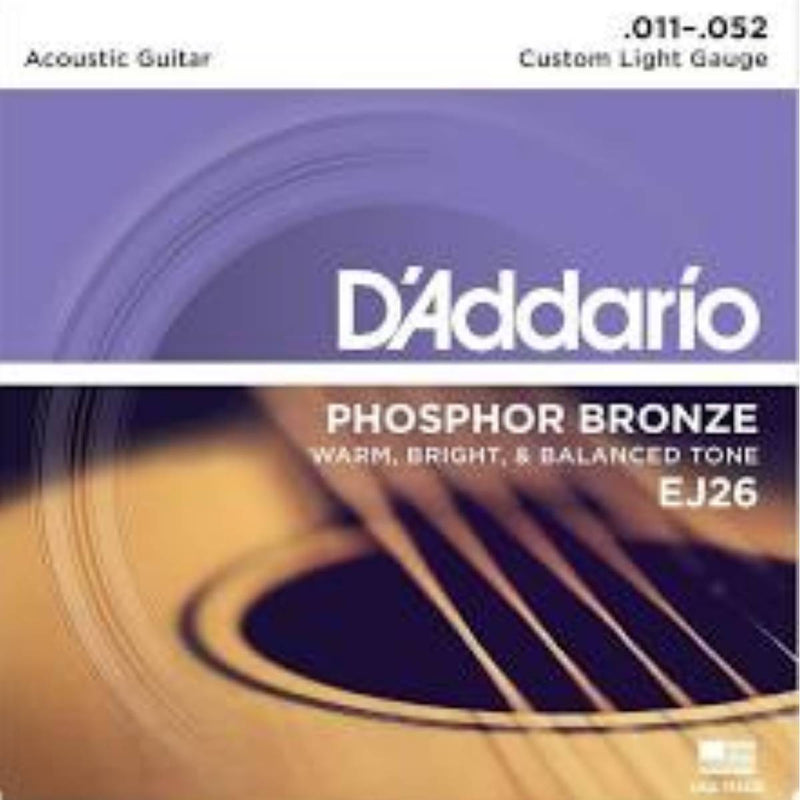 D'Addario EJ26 Phosphor Bronze Acoustic Guitar Strings - Custom Light (11-52)